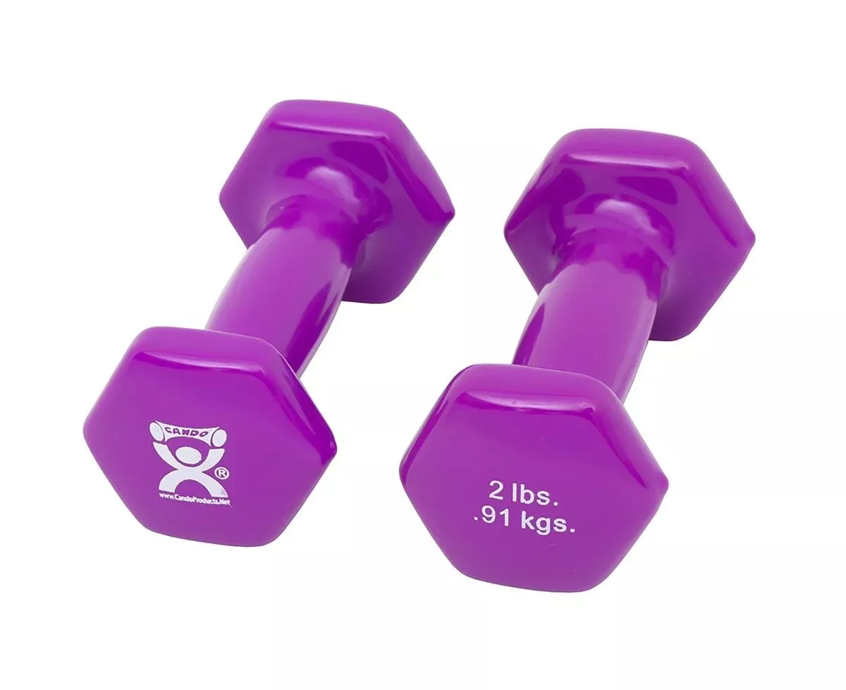 CanDo Vinyl Coated Dumbbell, Violet, 2 lbs., Pair