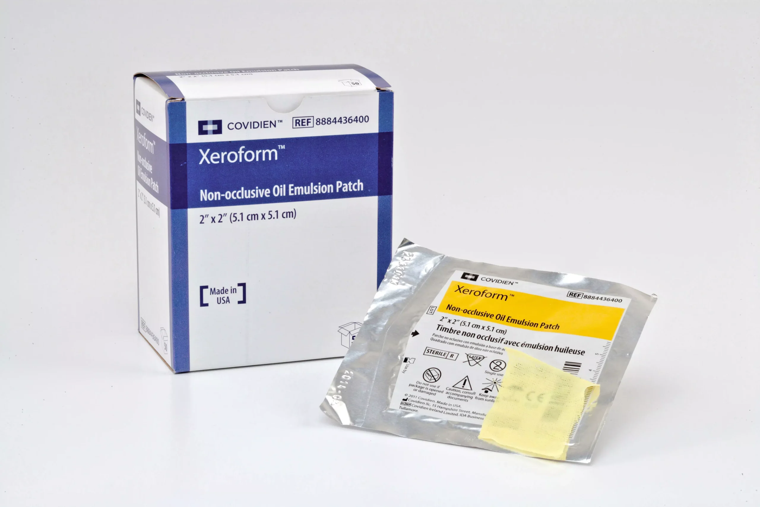Cardinal Xeroform Petrolatum Impregnated Dressing Xeroform™ Non-occlusive Rectangle 2 X 2 Inch Sterile #8884436400