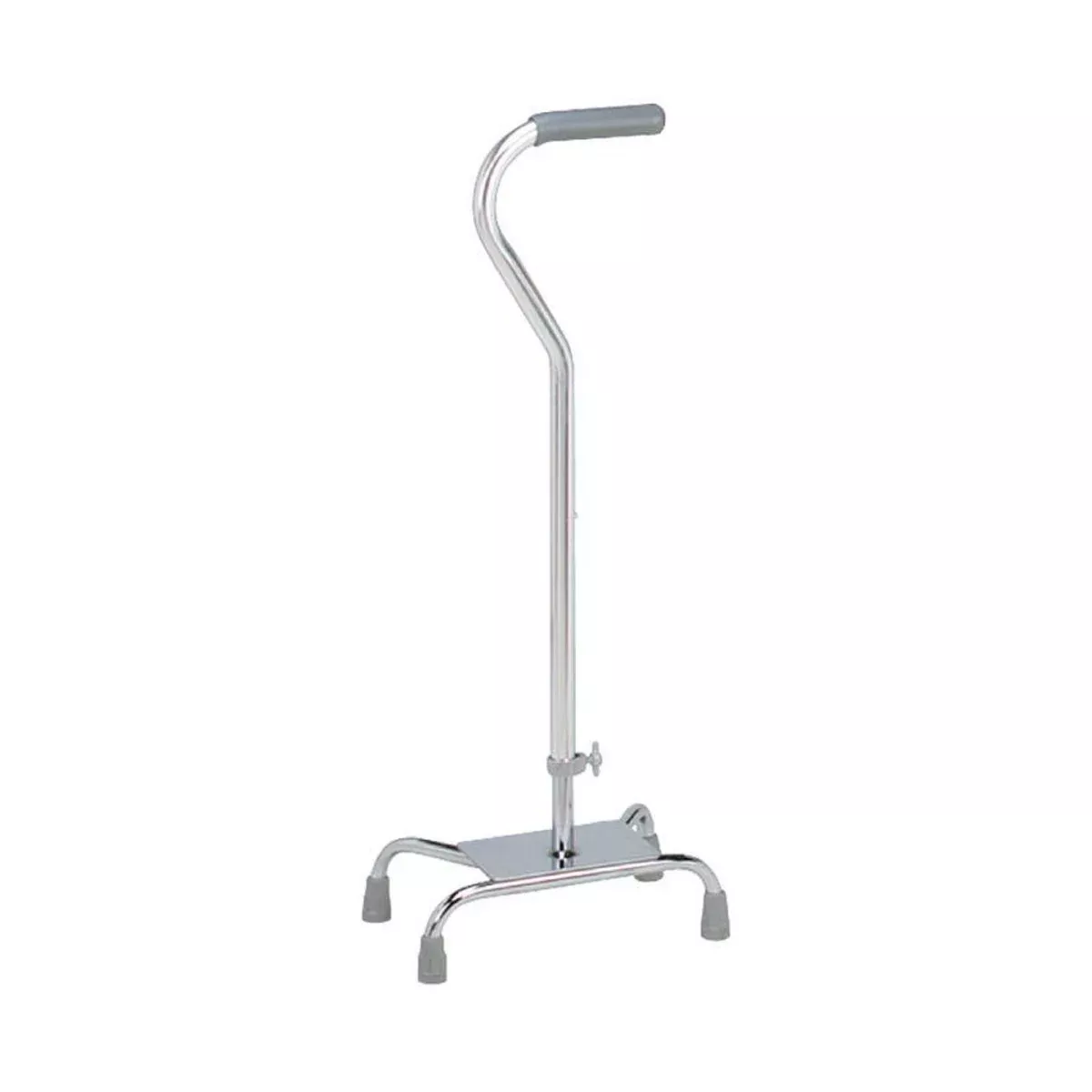 Carex Offset Quad Cane with Large Base, Silver