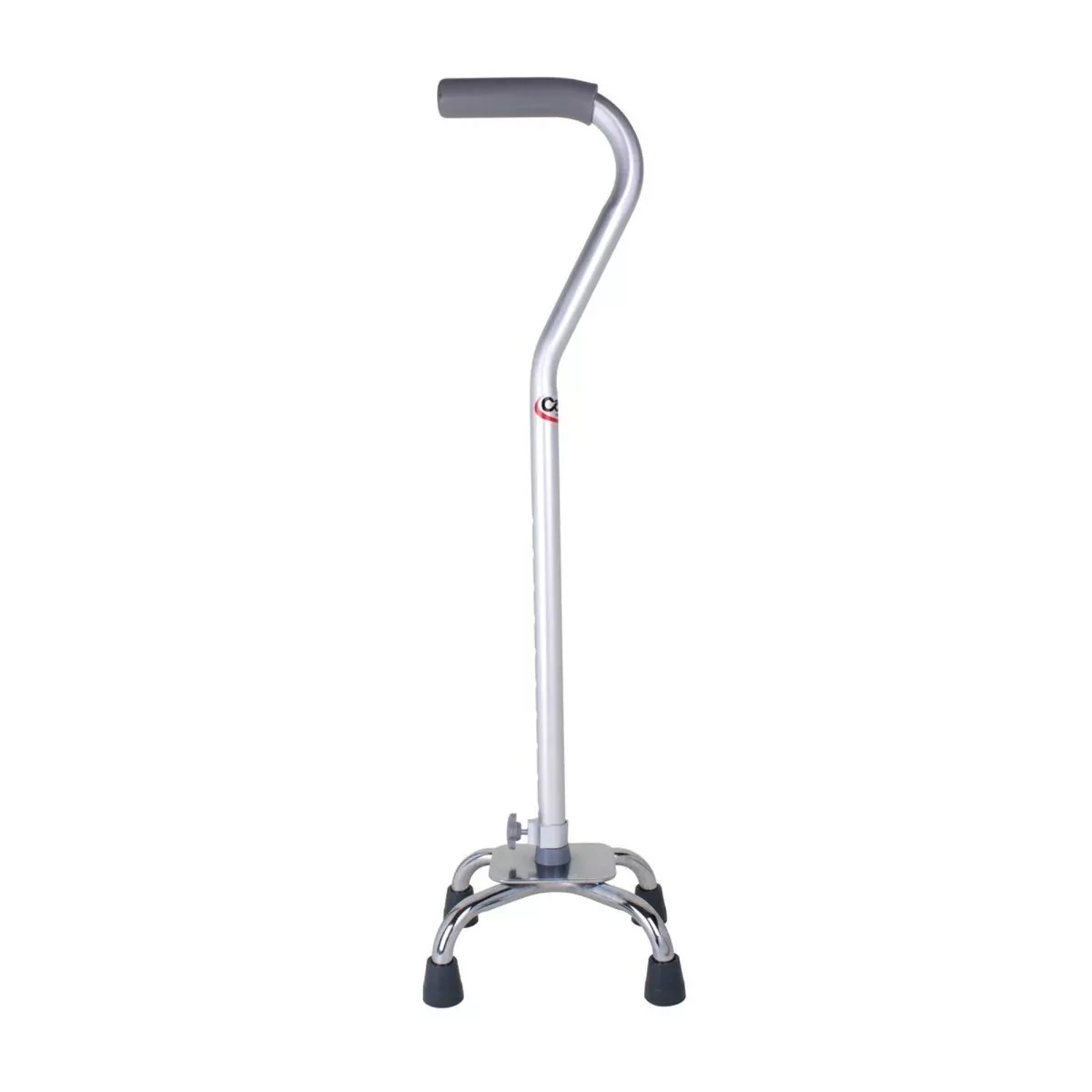 Carex Offset Quad Cane with Small Base, Silver