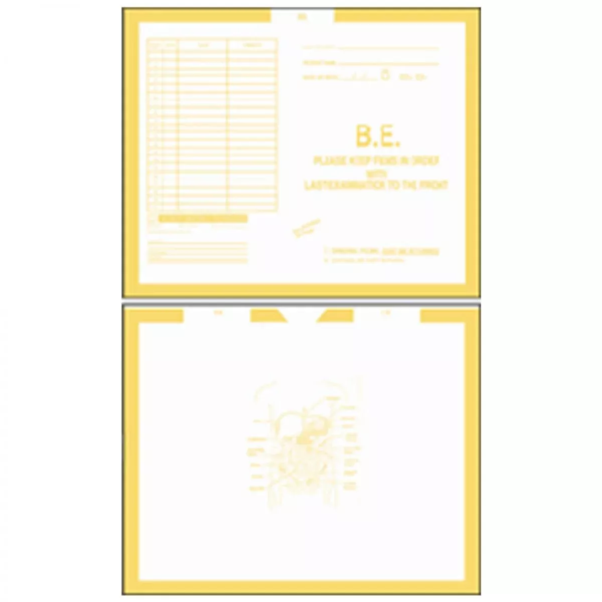 Category Insert Jacket Open Top B.E. (Barium Enema) Gold 28# Kraft 14-1/4"X17-1/2" - 250 Per Case