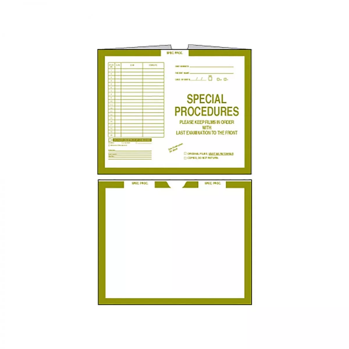 Category Insert Jacket Open Top Special Procedure Olive 28# Kraft 14-1/4"X17-1/2" - 250 Per Case