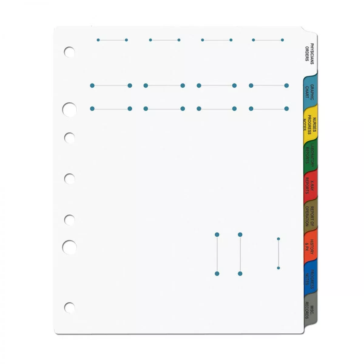 Chart Divider Side Tab Position #1-9 1/9 Cut 9 Titles|Acute Care Assorted Colors Poly 8-1/2"X11" - 1 Per Set