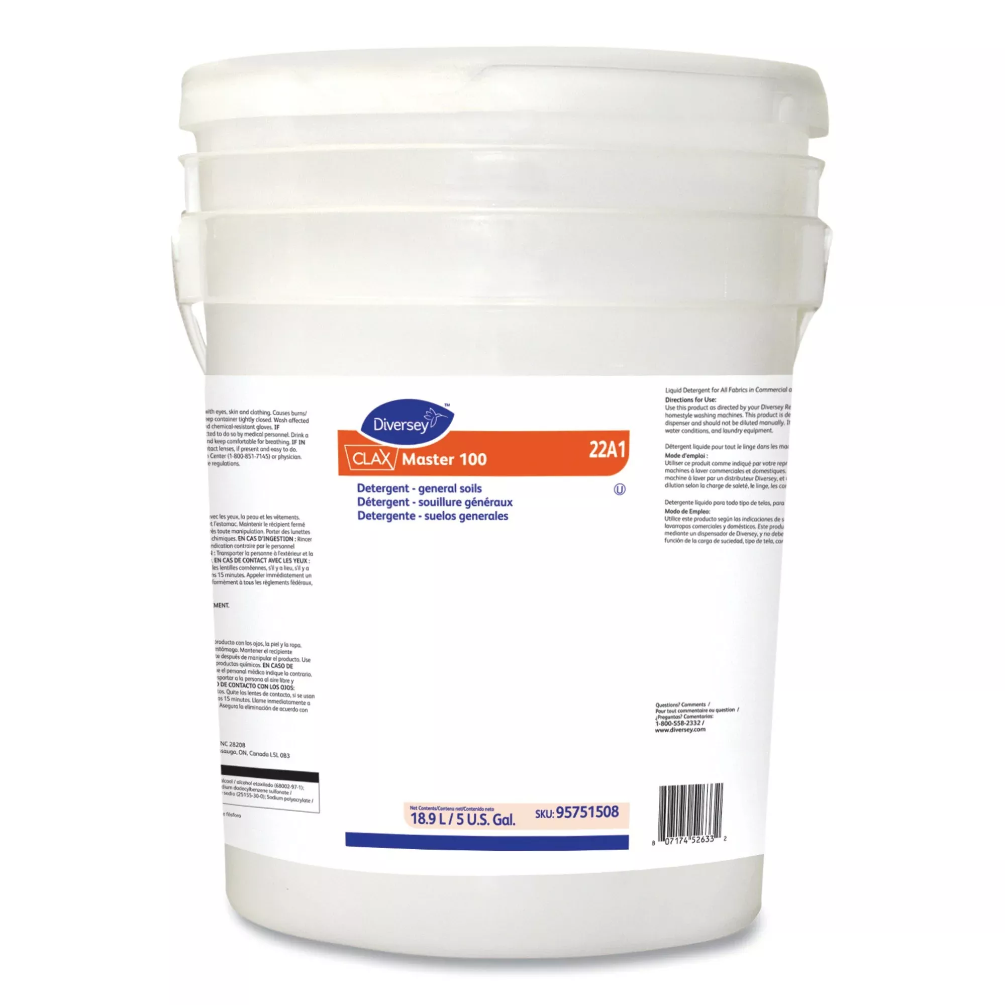 Clax Master 100 Laundry Detergent, 5 Gallon Pail