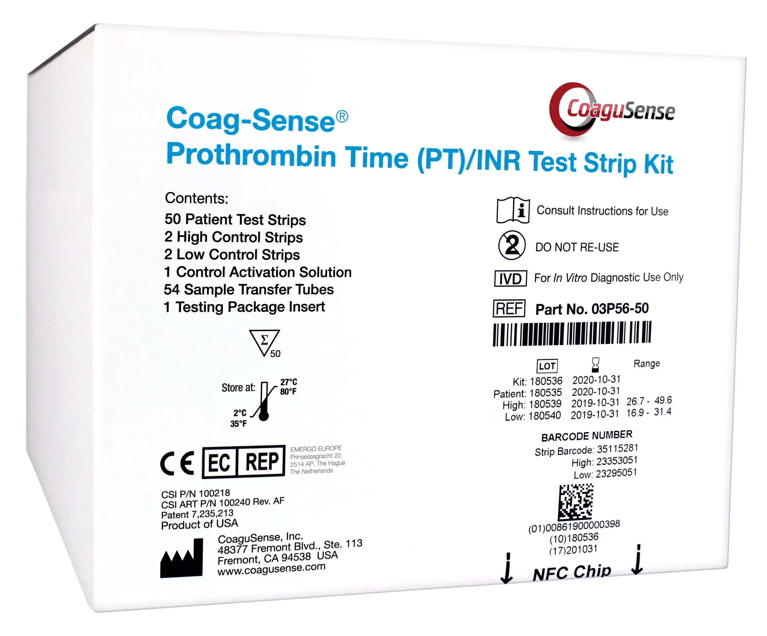 Coag-Sense Professional Rapid Diagnostic Test Kit, 50/BX
