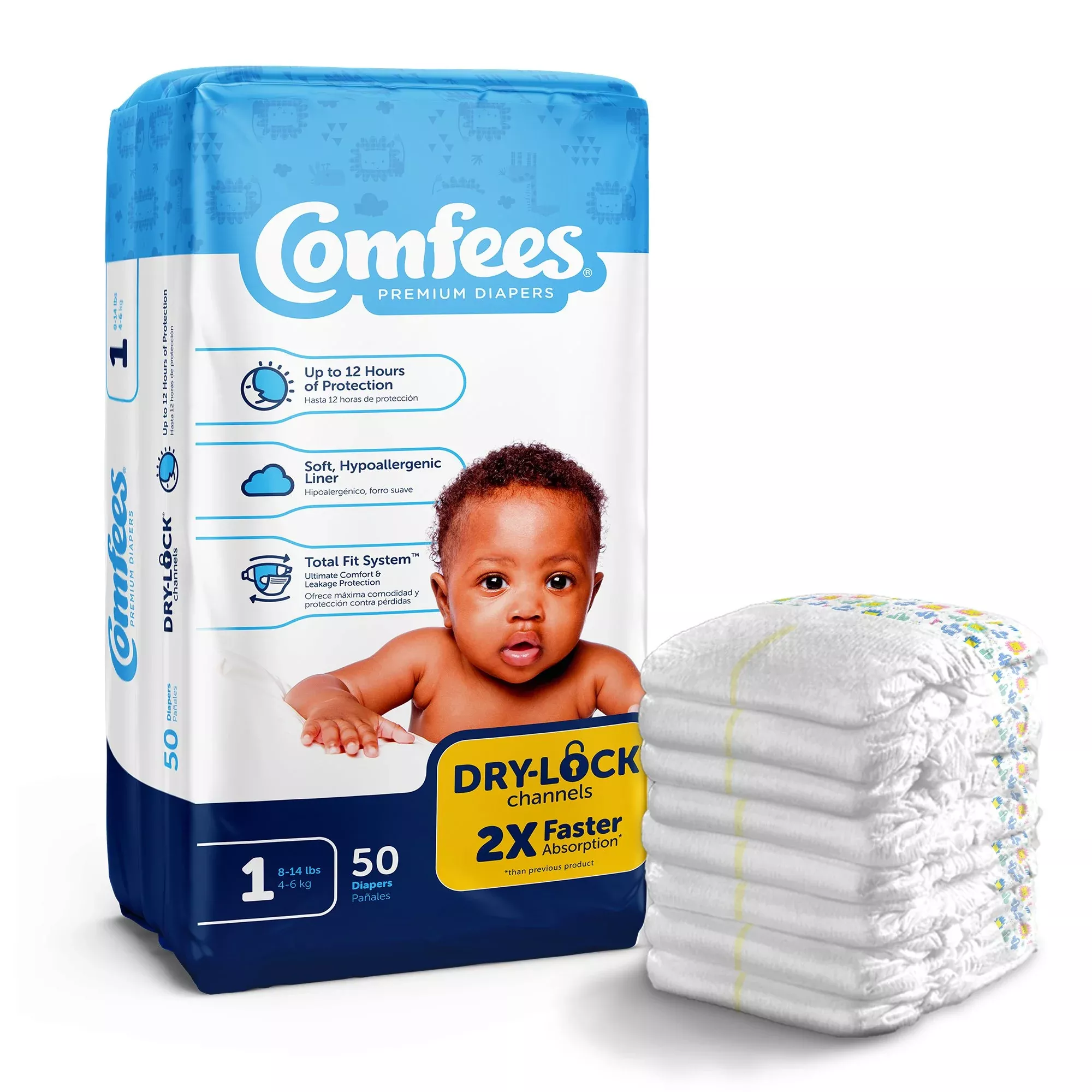 Comfees Disposable Unisex Baby Diaper, Moderate Absorbency