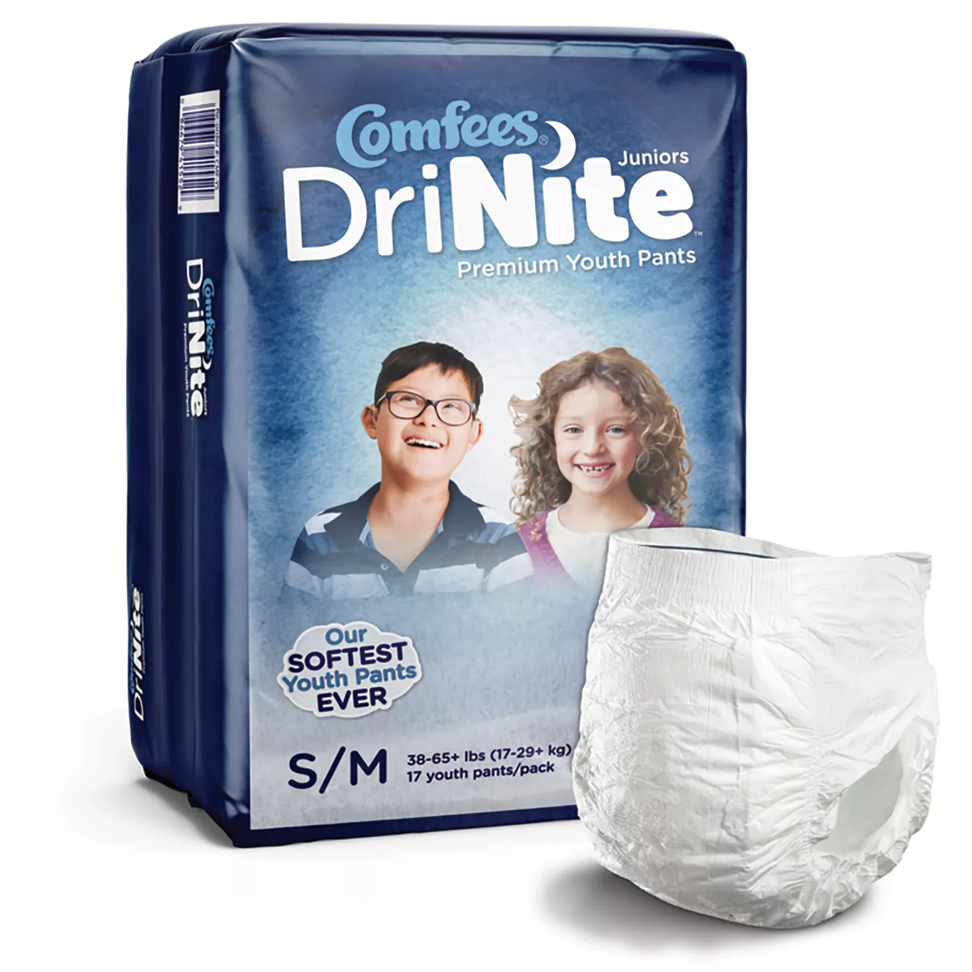 Comfees DriNite Juniors Absorbent Underwear, Small / Medium