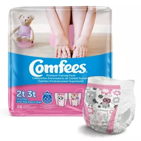 Comfees Female Disposable Toddler Training Pants, Pull On with Tear Away Seams, Moderate Absorbency