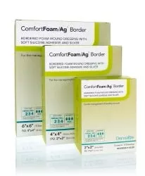 ComfortFoam/Ag Border Silver Foam Dressing, 6 x 6 Inch