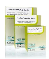 ComfortFoam/Ag Border Silver Silicone Foam Dressing 2x2 Inch | DermaRite 48220