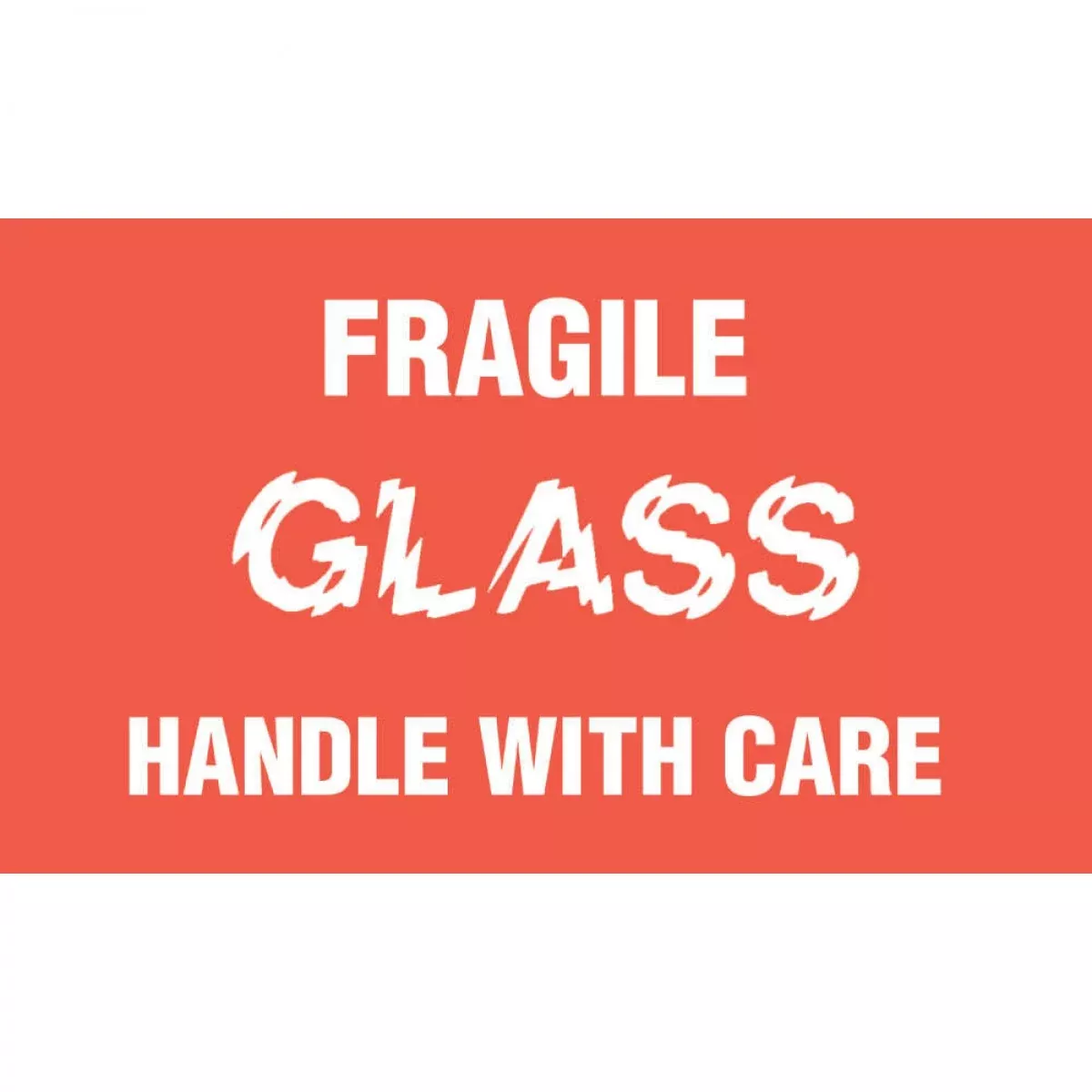 Communication Label (Paper, Permanent) Fragile Glass 5" X 3" Red - 250 Per Roll