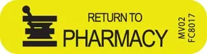 Communication Label (Paper, Removable) Return To Pharmacy 1 7/16" X 3/8" Fluorescent Chartreuse - 666 Per Roll