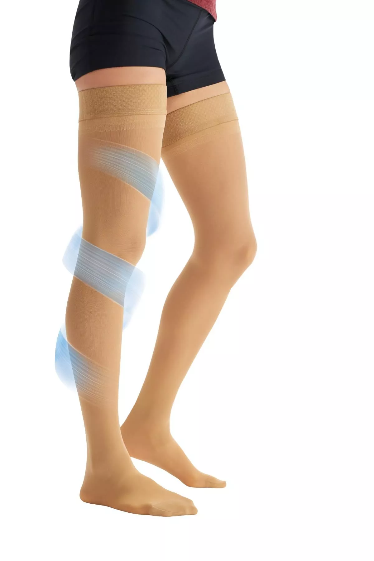 CURAD 20-30 mmHg Closed Toe Thigh High Compression Stockings