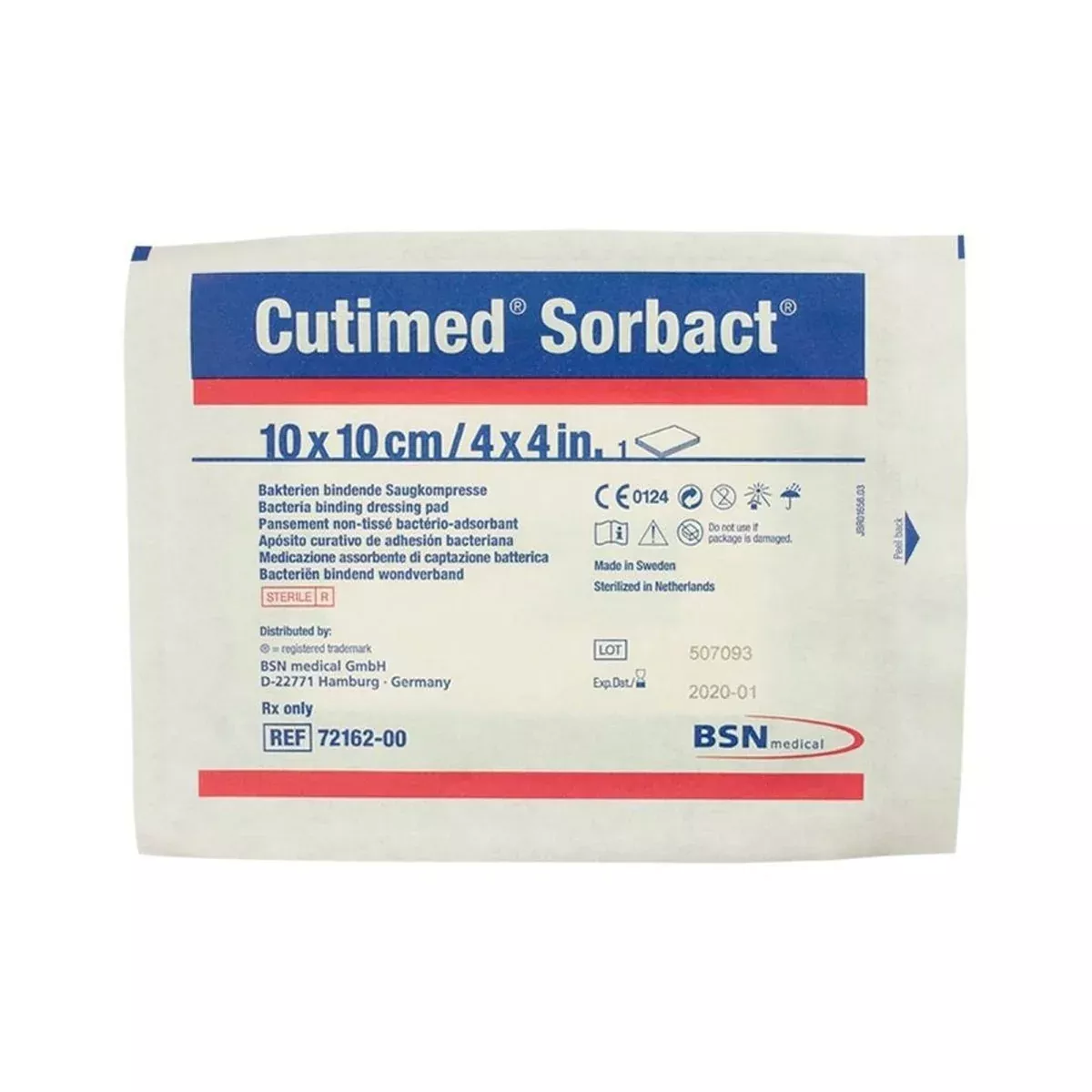 Cutimed Sorbact Antimicrobial Dressing, 4 x 4 Inch