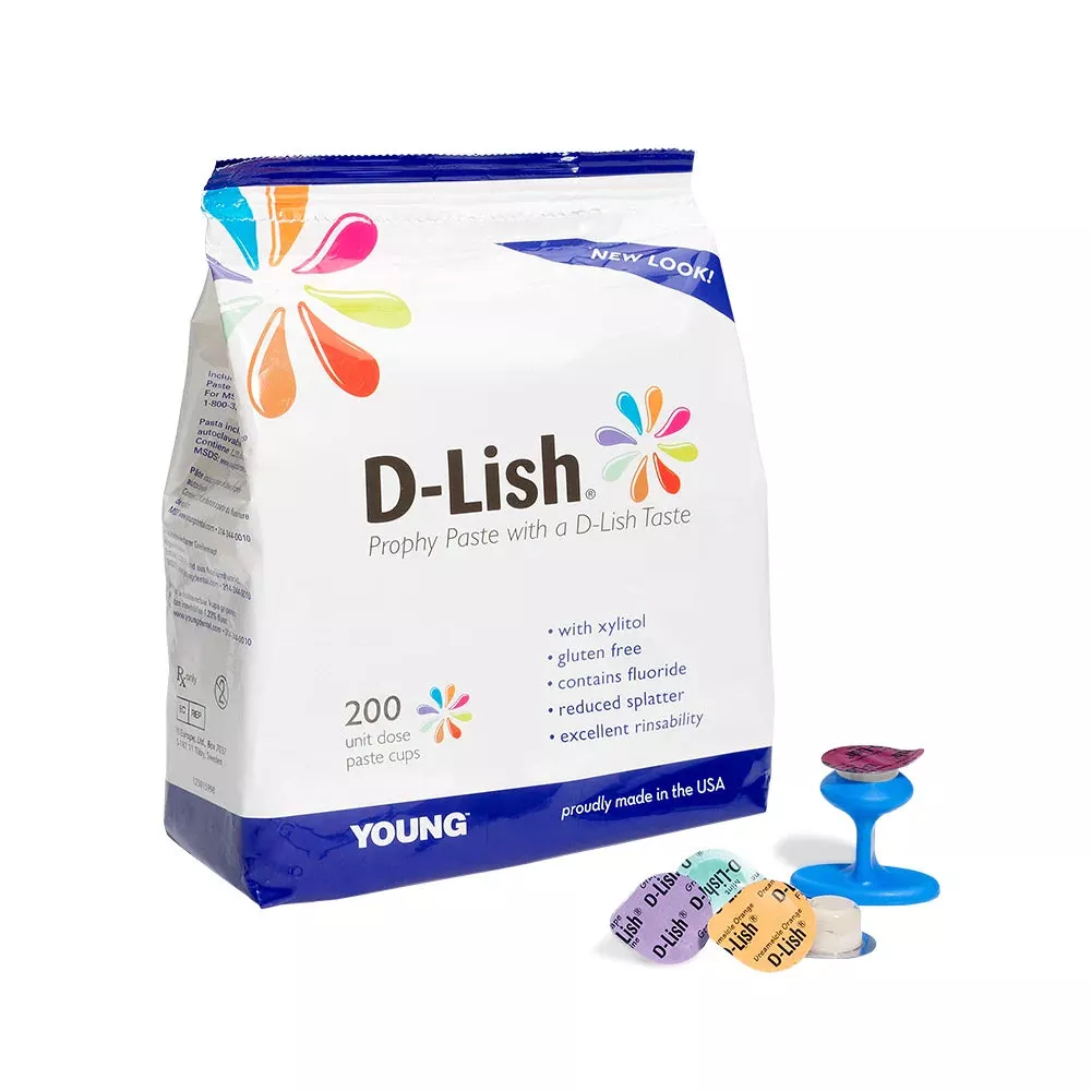 D-Lish Coarse Assorted Prophy Paste 200/Bx. With 1.23% Fluoride and Xylitol