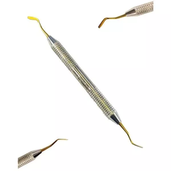 Dental Composite Filling Instrument # 6 - Condenser and Paddle Double Ended - Gold Tips