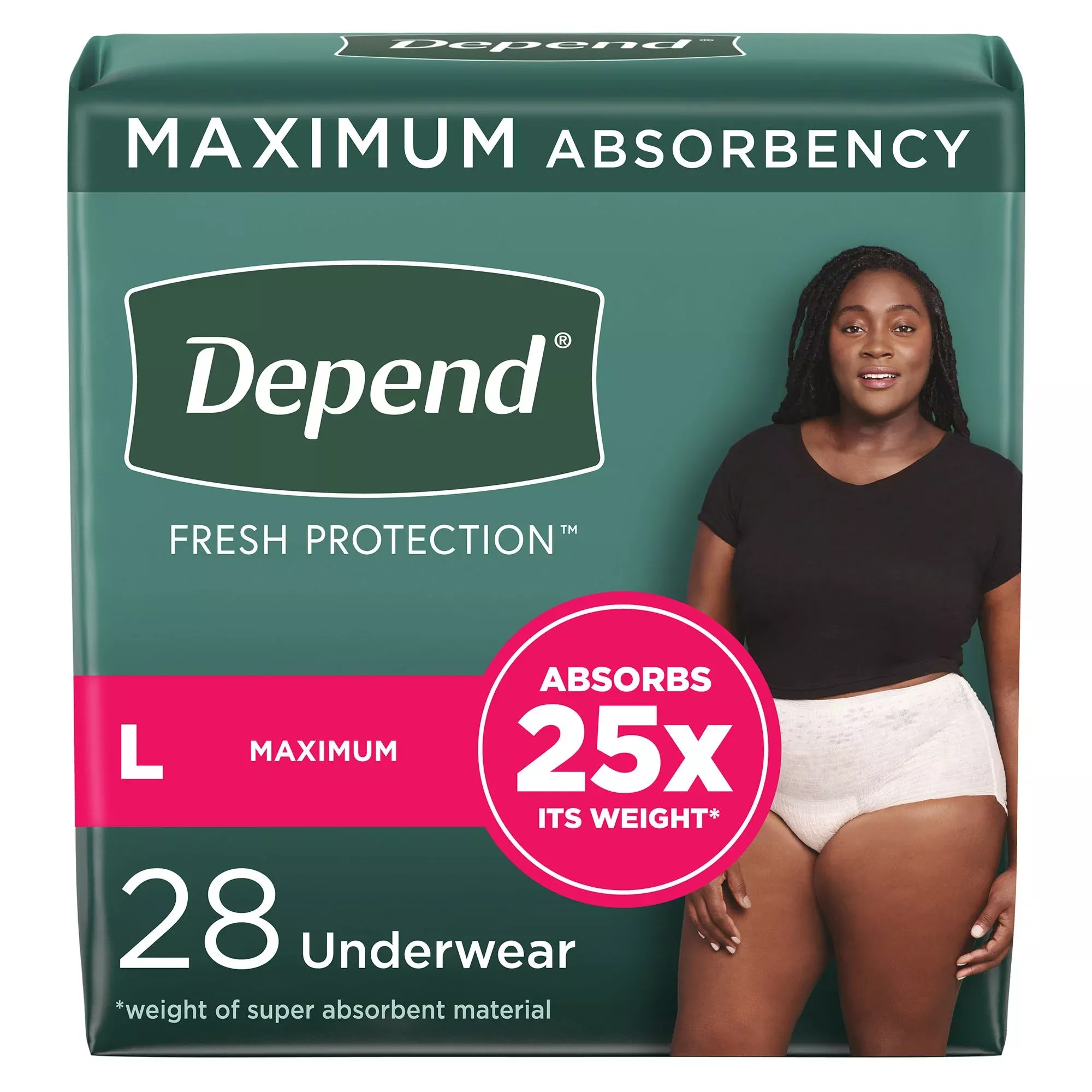 Depend Fresh Protection Female Disposable Pull On Absorbent Underwear, Large, Heavy Absorbency (53743)