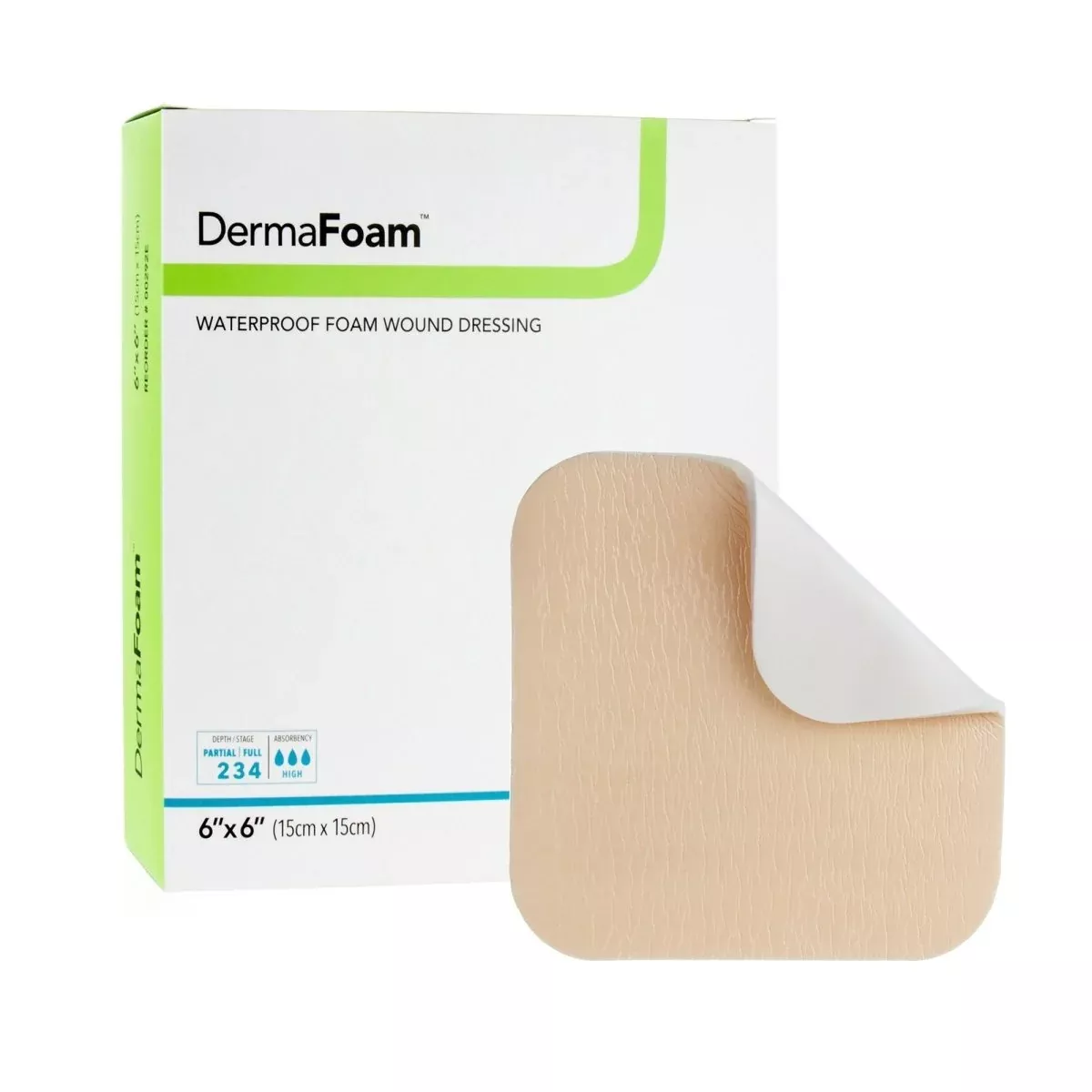 DermaFoam Nonadhesive without Border Foam Dressing, 6 x 6 Inch