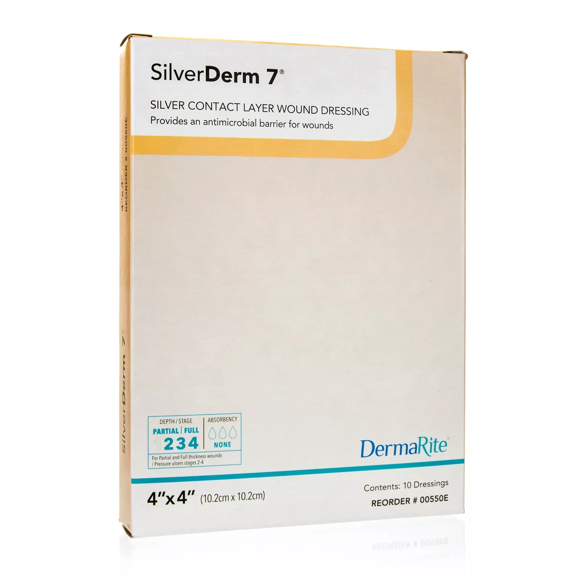 DermaRite Industries Silver Wound Contact Layer Dressing SilverDerm7 4 X 4 Inch Square Sterile #00550E