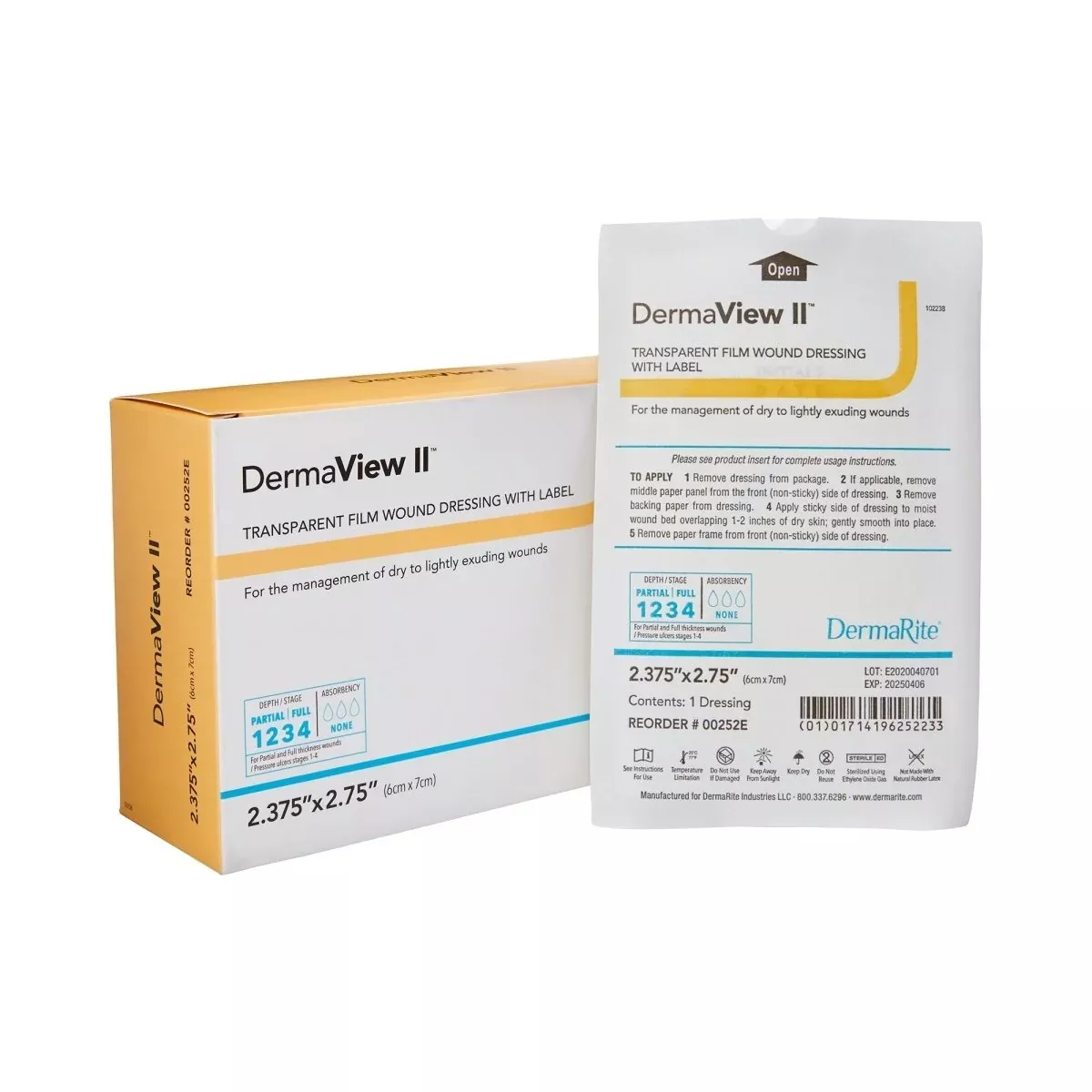 DermaView II Transparent Film Dressing, 6 x 7 Centimeter