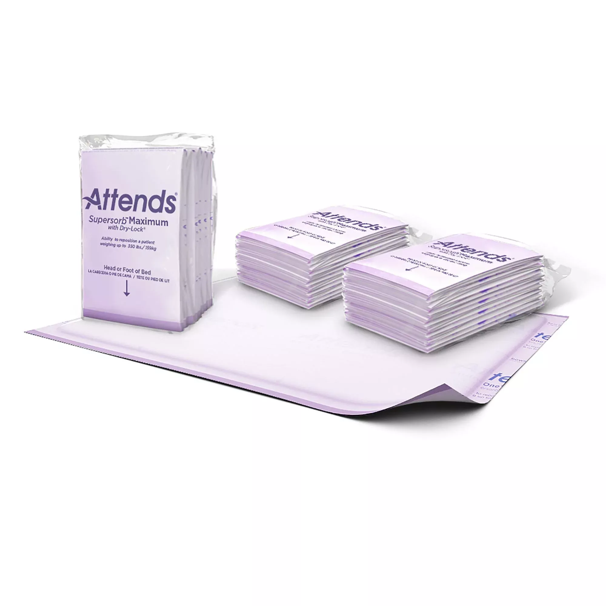 Disposable Underpad Attends Supersorb™ Maximum Low Air Loss and Repositioning 30 X 36 Inch Dry-Lock Core Heavy Absorbency #ASBM-3036