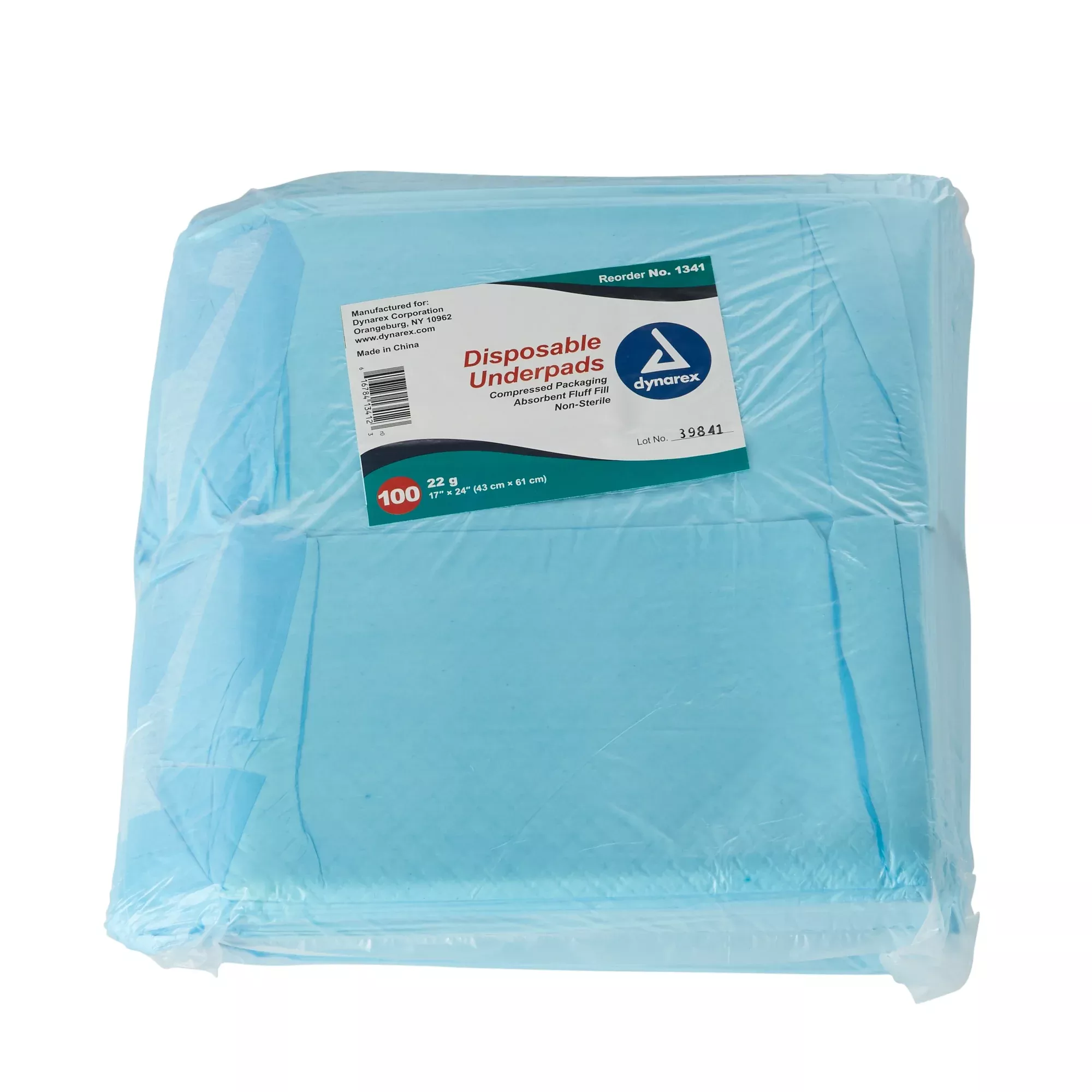Disposable Underpad Dynarex 17 X 24 Inch Fluff Light Absorbency #1341