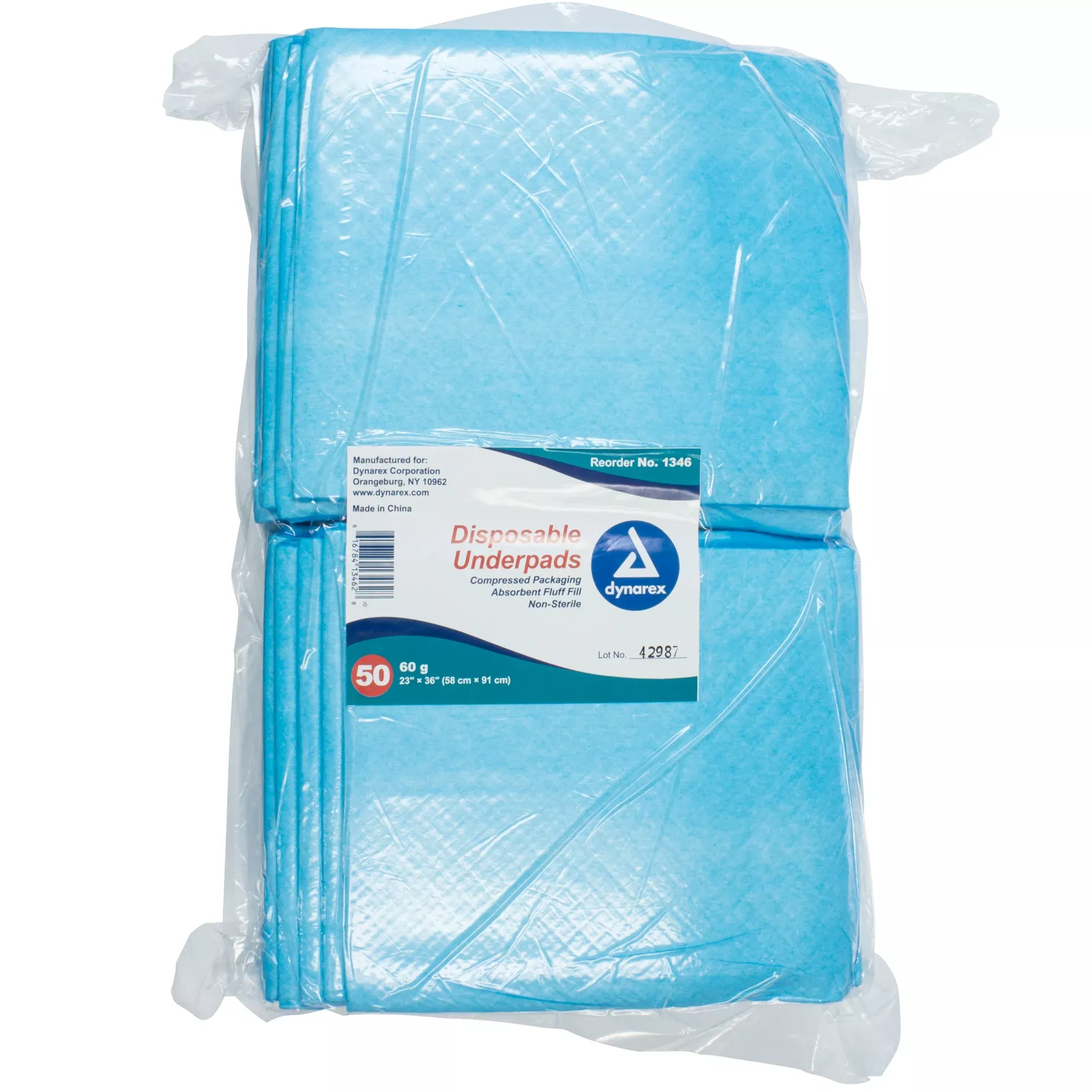 Disposable Underpad Dynarex 23 X 36 Inch Fluff Light Absorbency #1346