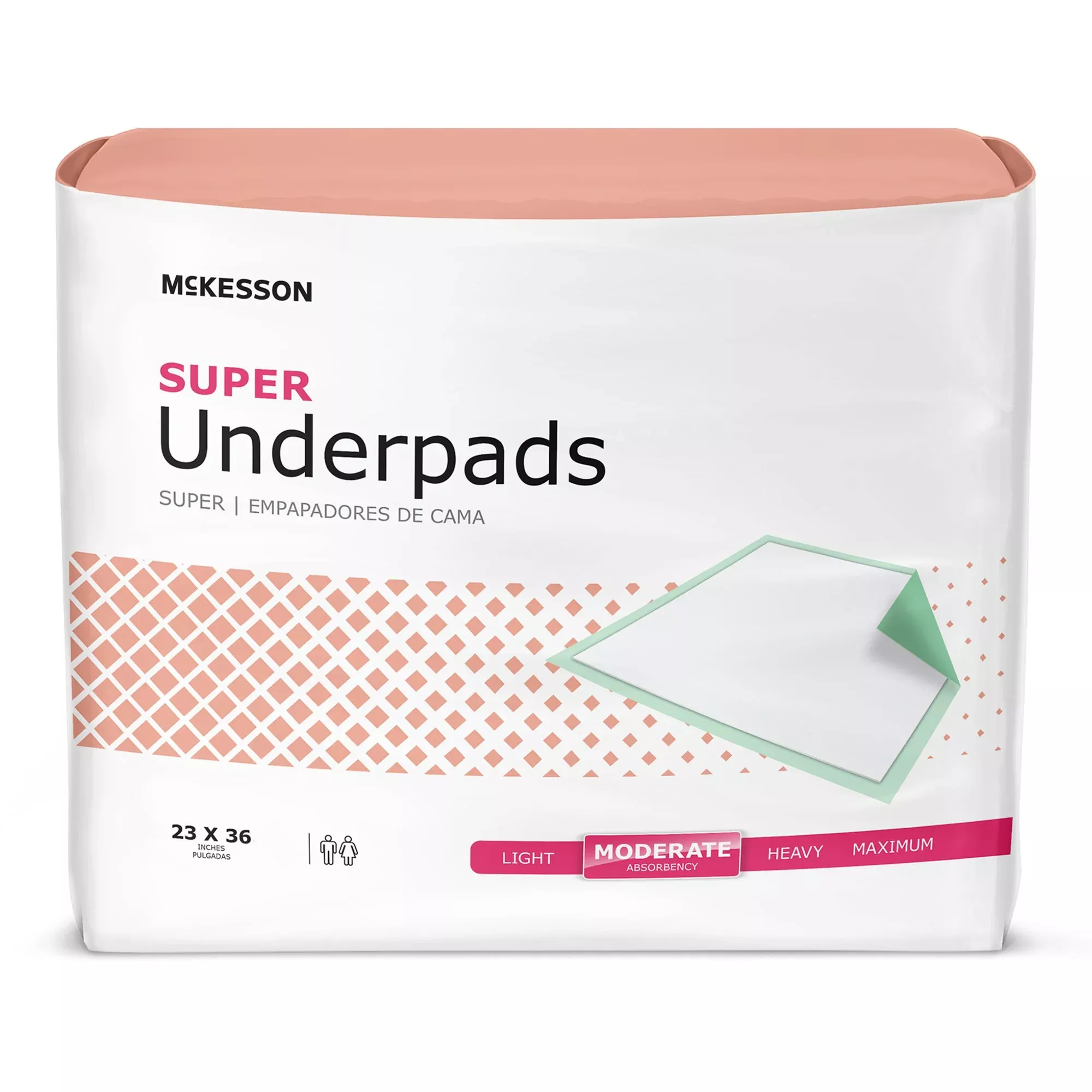 Disposable Underpad McKesson 23 X 36 Inch Fluff / Polymer Moderate Absorbency #UPMD2336V120