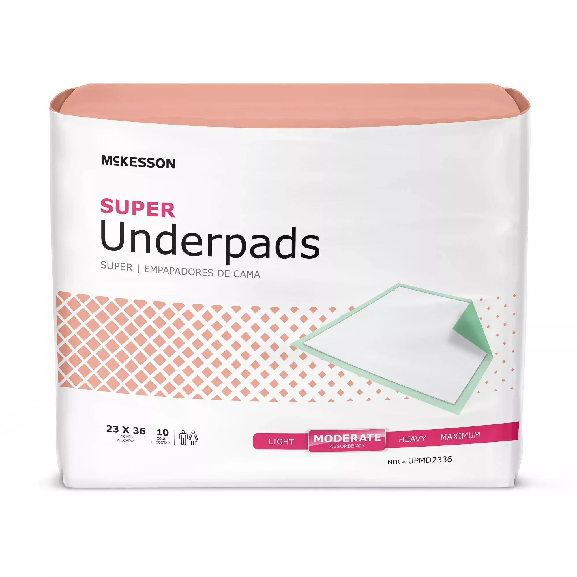 Disposable Underpad McKesson Super 23 X 36 Inch Fluff / Polymer Moderate Absorbency #UPMD2336