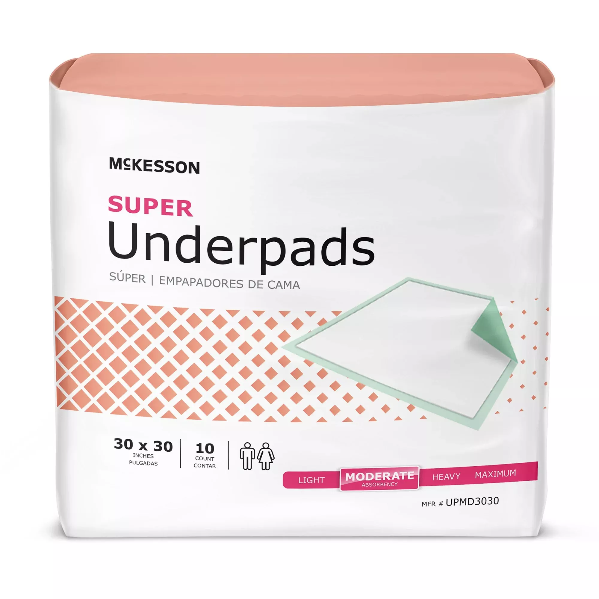 Disposable Underpad McKesson Super 30 X 30 Inch Fluff / Polymer Moderate Absorbency #UPMD3030