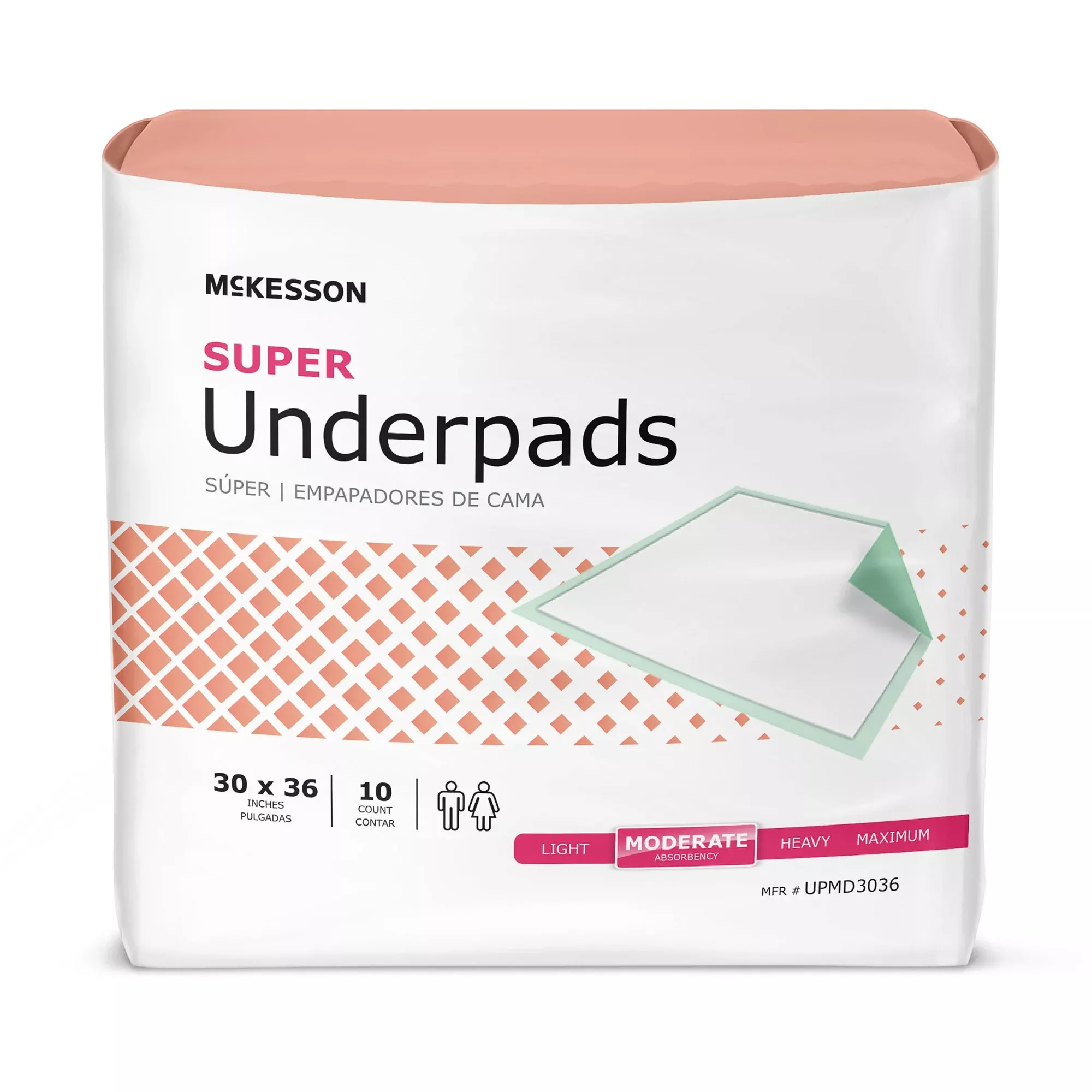 Disposable Underpad McKesson Super 30 X 36 Inch Fluff / Polymer Moderate Absorbency #UPMD3036