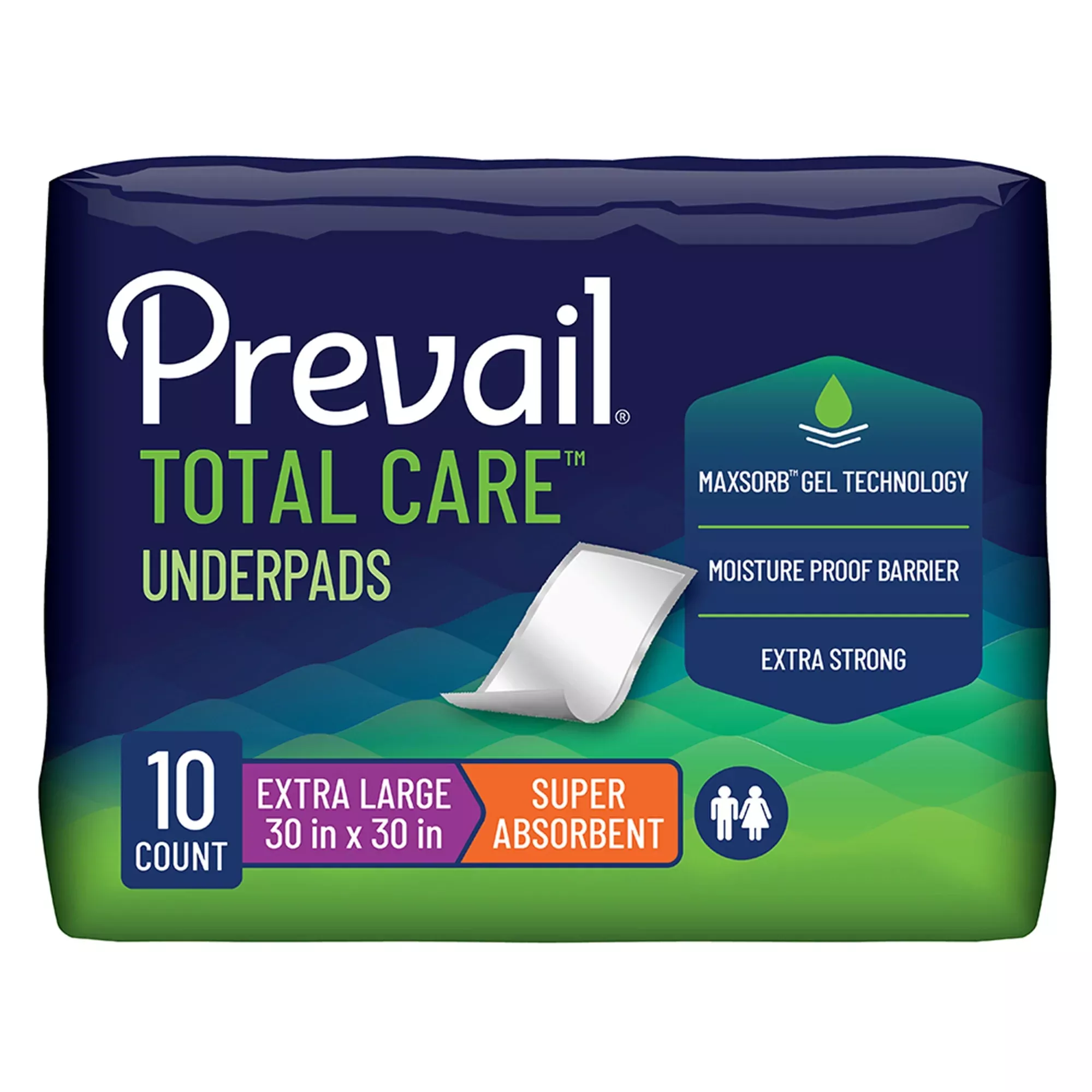 Disposable Underpad Prevail Total Care™ 30 X 30 Inch Super Absorbent Core Heavy Absorbency #UPS-120/1