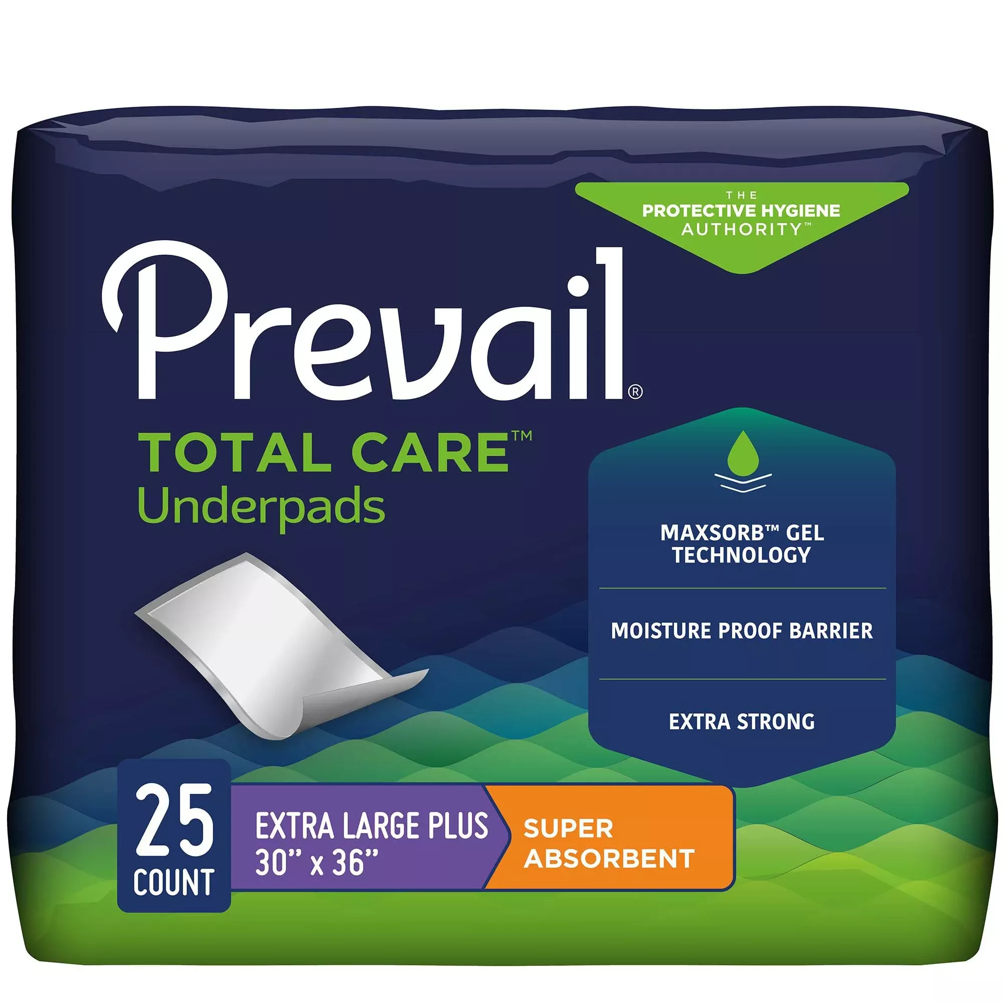Disposable Underpad Prevail Total Care™ 30 X 36 Inch Polymer Heavy Absorbency #UP-425