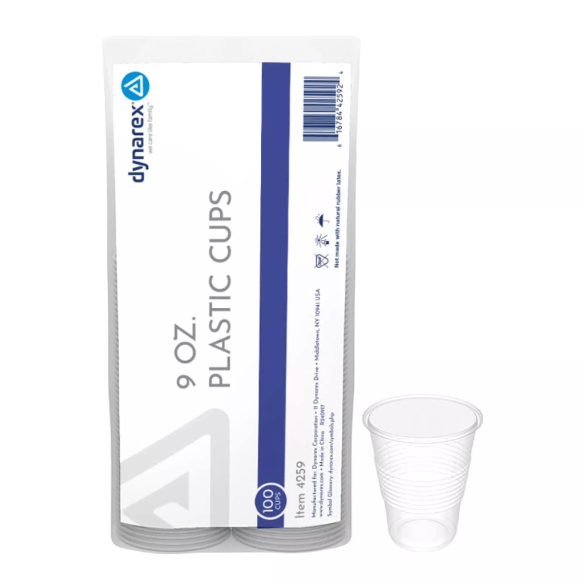 Drinking Cup Dynarex 9 oz. Plastic Translucent Disposable #4259