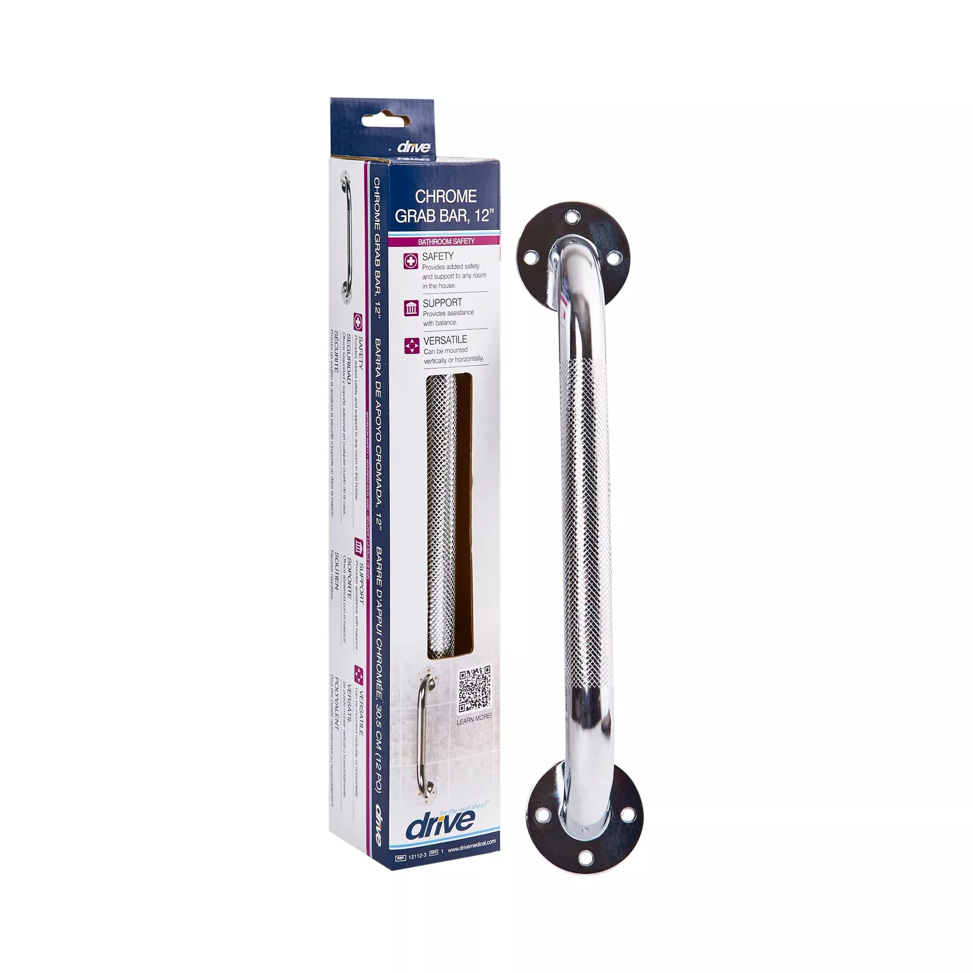 drive Knurled Steel Wall Grab Bar