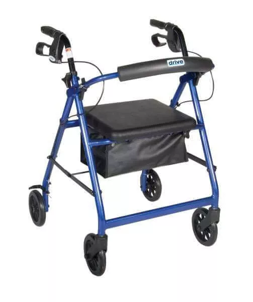 Drive Medical Aluminum Rollator Walker with Fold Up Padded Seat