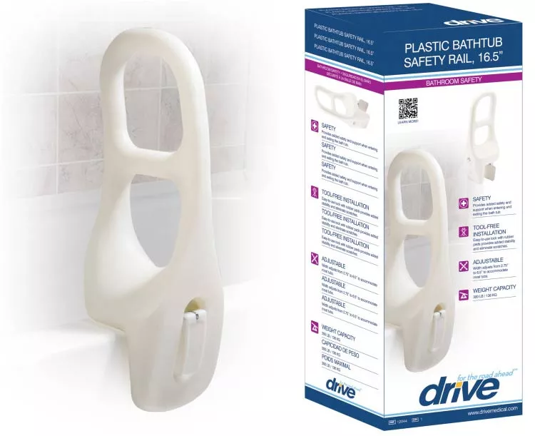 Drive Medical Plastic Bathtub Safety Rail, 16.5" Height