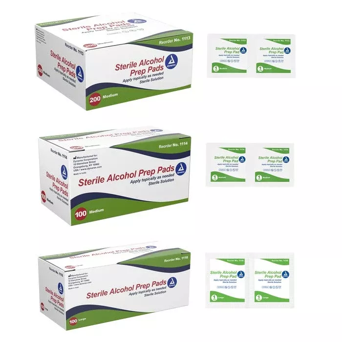 Dynarex Alcohol Prep Pads Sterile, 200/BX.