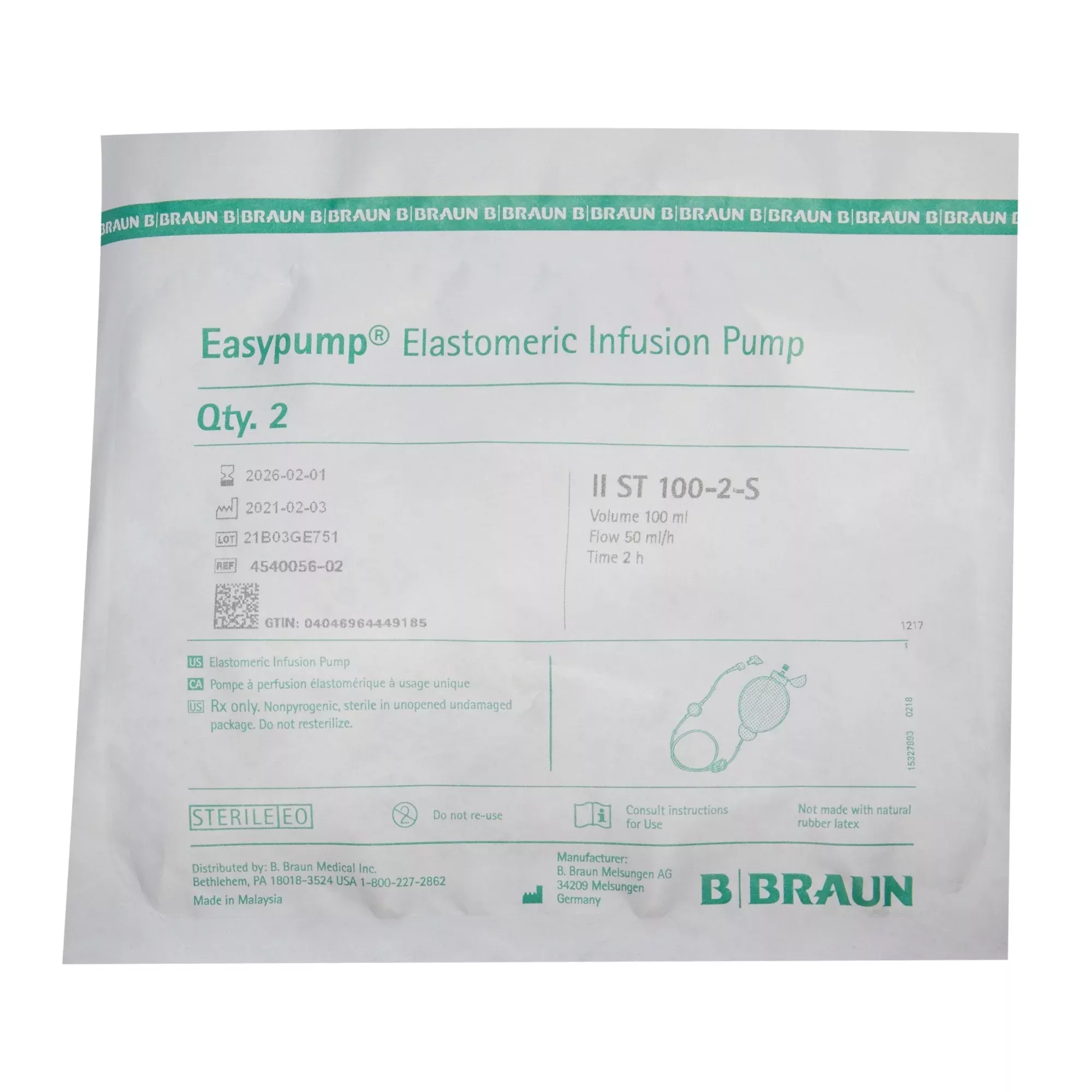 Elastomeric Pump Easypump II Gravity Disposable 100 mL Capacity 100 mL Volume 50 mL / Hr. Flow Rate