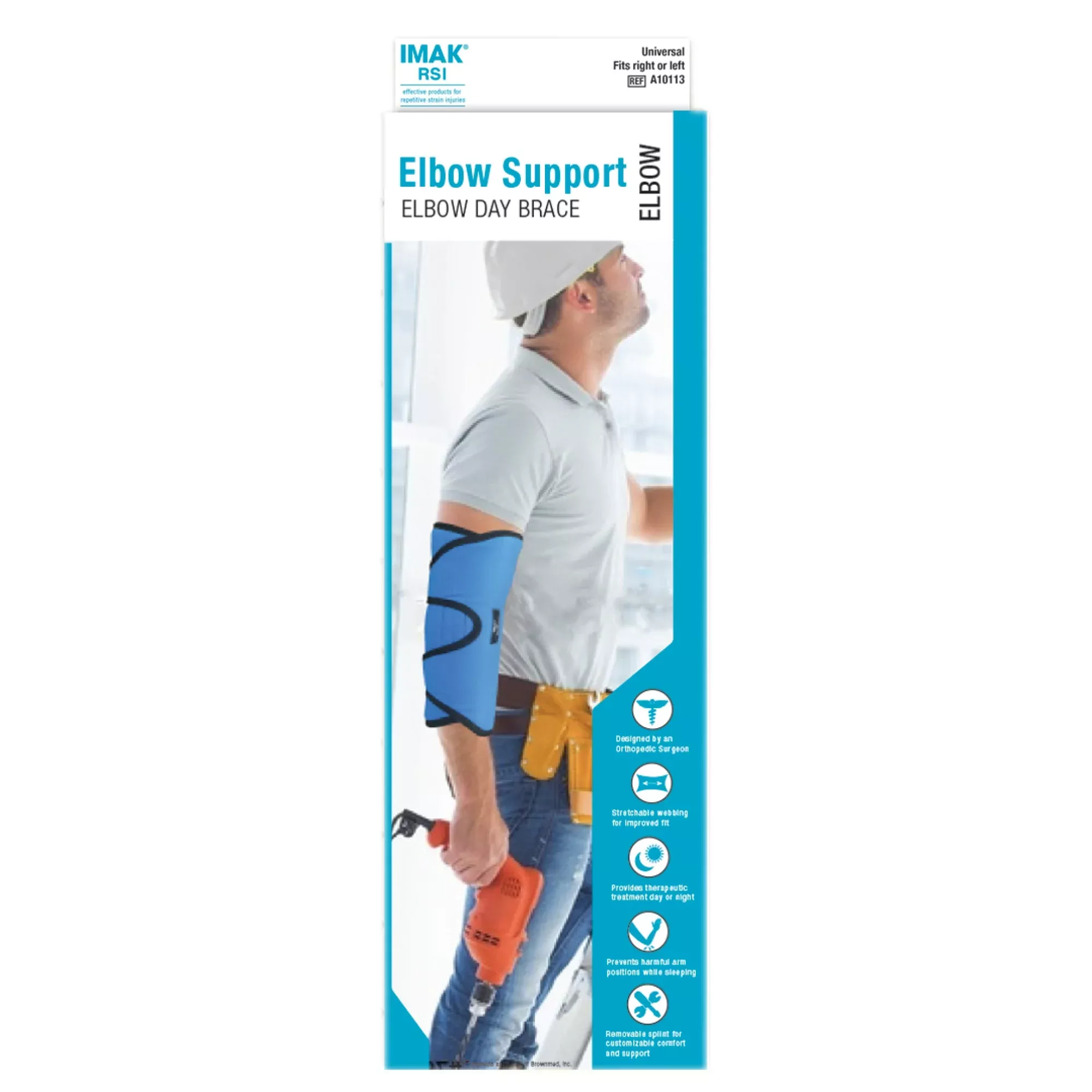 Elbow Support One Size Fits Most Hook and Loop Strap Fastening Blue #A10113