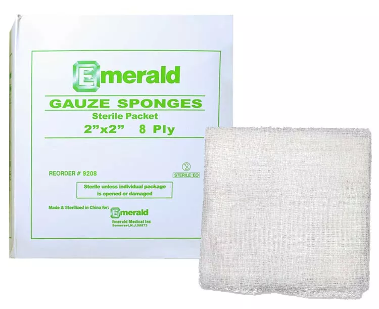 Emerald Gauze Sponges, Sterile Woven 2s
