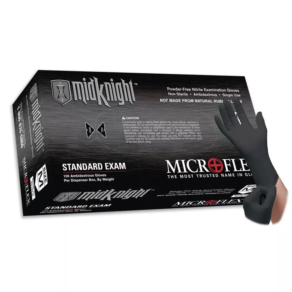Exam Glove Microflex MidKnight Black Fentanyl Tested
