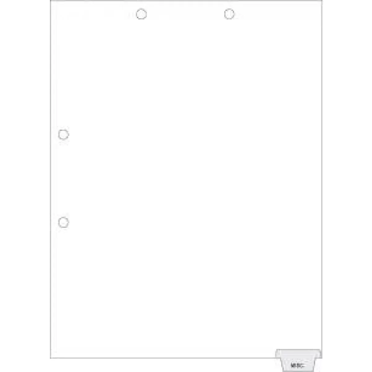 Filepro Chart Divider Bottom Tab Position #8 "Misc." 1/8 Cut Mylar Reinforced Tab Clear 100# White 8-1/2"X11" - 300 Per Box