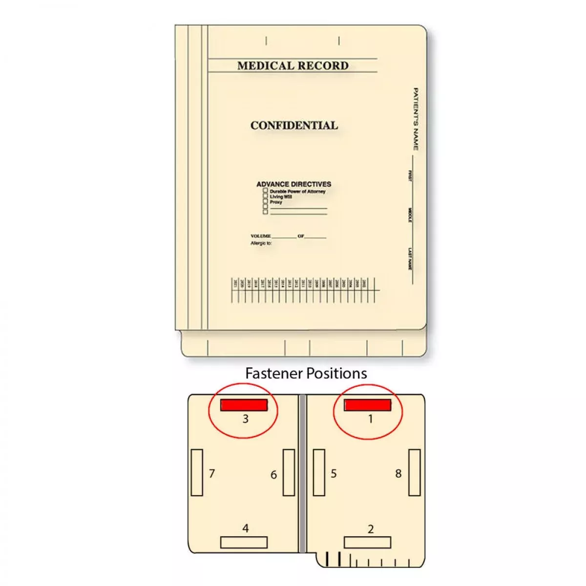 Filepro End Tab Folder Fastener # 1&3 14Pt Manila Printed Flush Front 12-1/4"X9-1/2" 2Ply 250 Per Case
