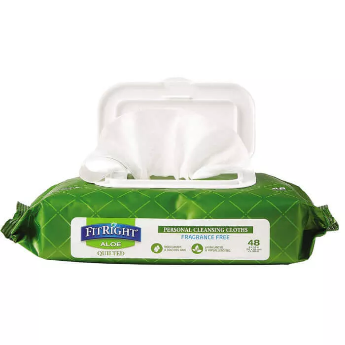 FitRight Aloe Personal Cleansing Wipes-Fragrence Free