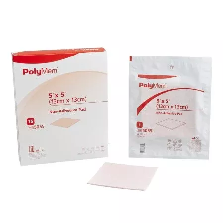 Foam Dressing PolyMem 5 X 5 Inch Square Non-Adhesive without Border Sterile