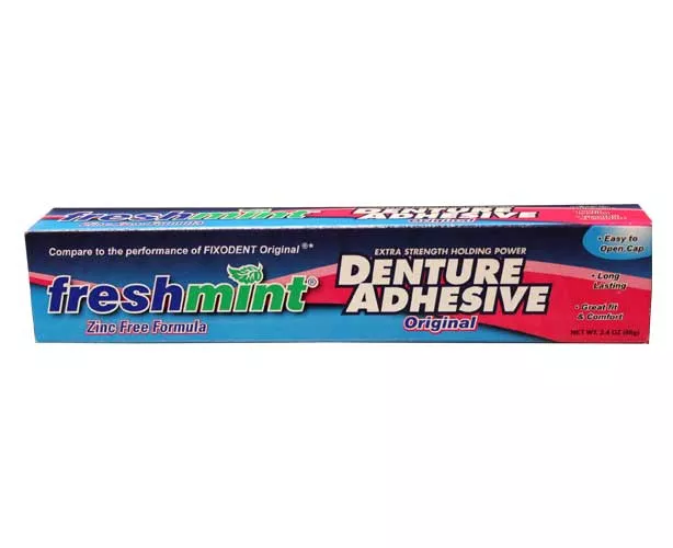 Freshmint Denture Adhesive, Zinc-Free, 2.4 oz