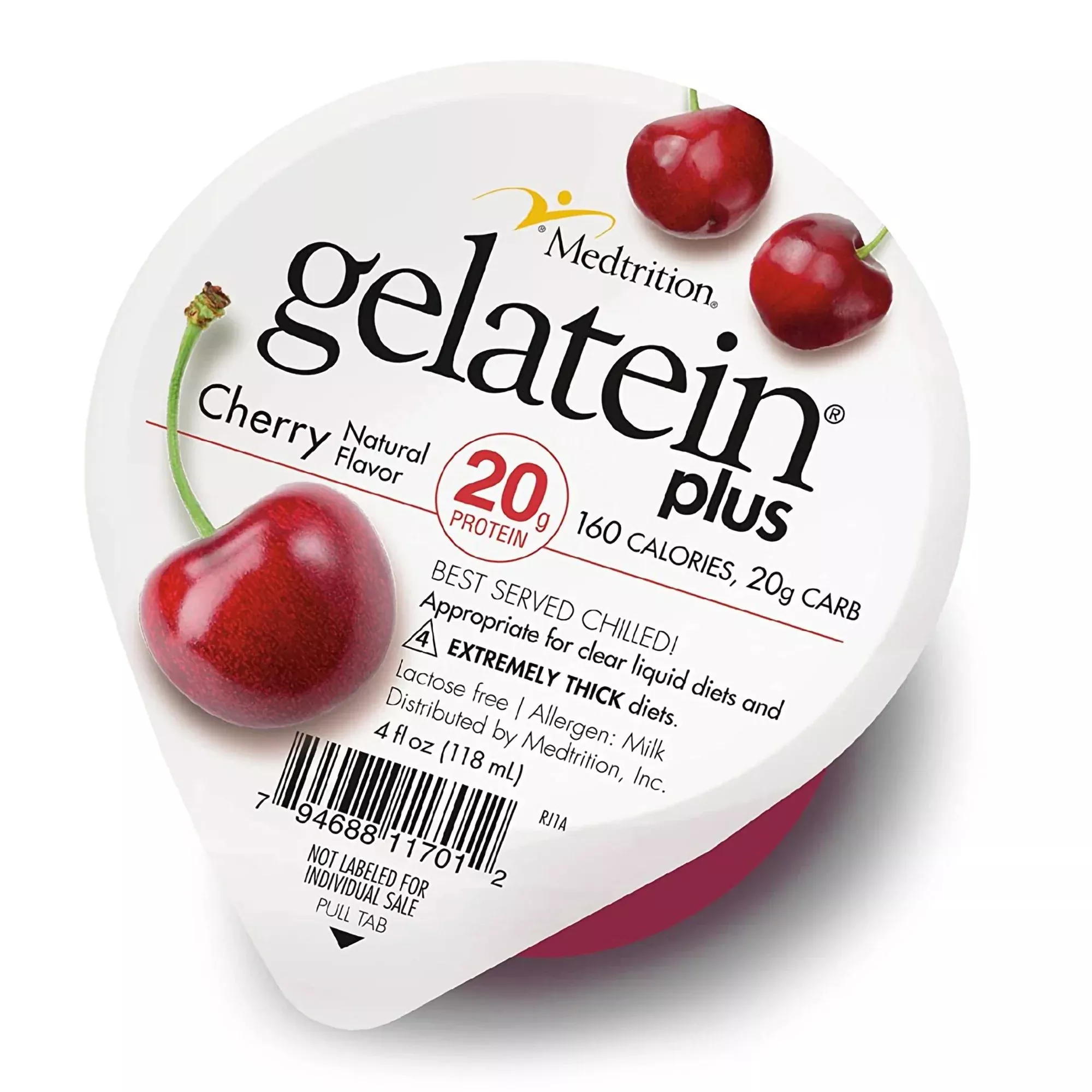 Gelatein Plus Cherry High Protein Gelatin, 4-ounce cup
