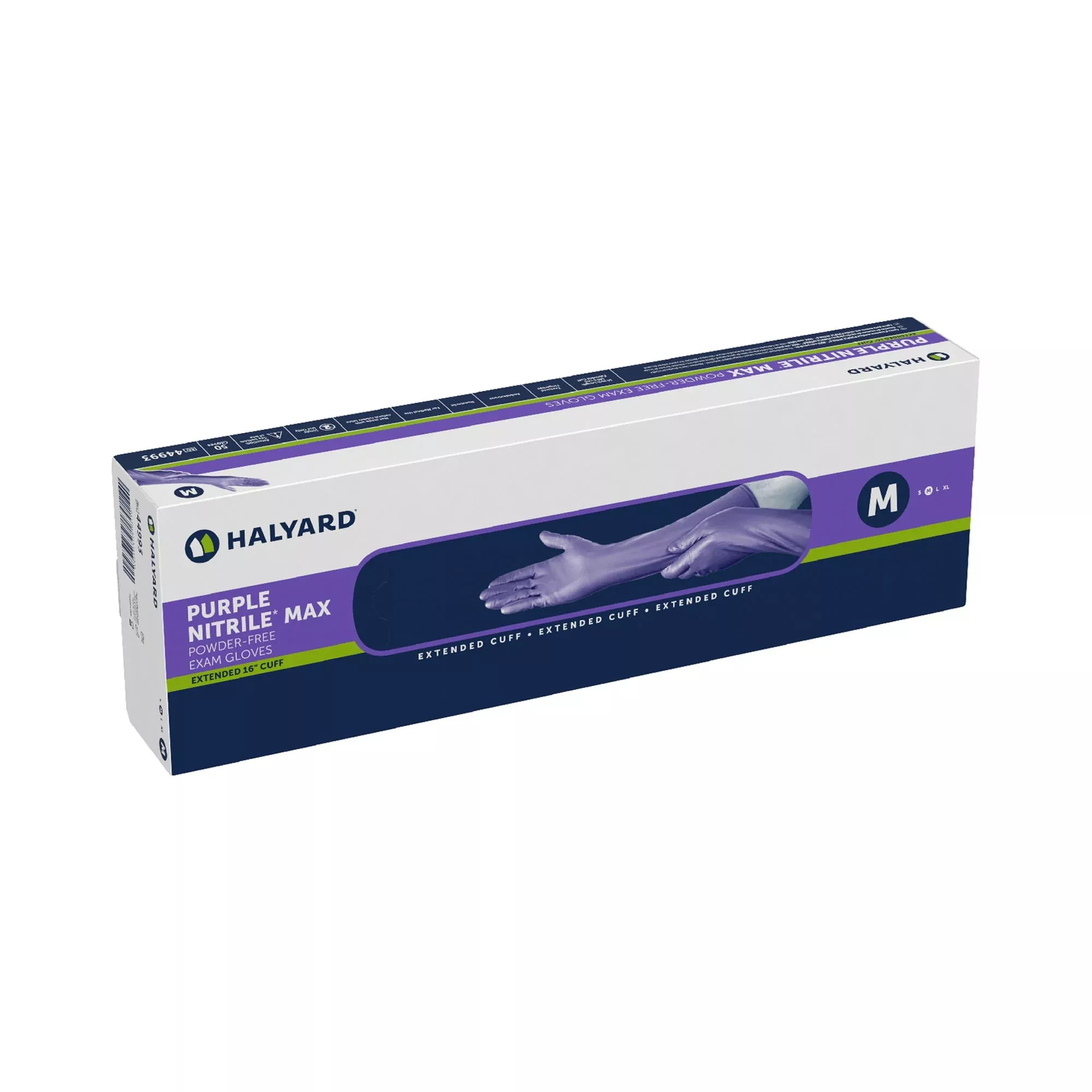 Halyard 44993 Purple Nitrile Max Extended Cuff Length Exam Glove, Medium