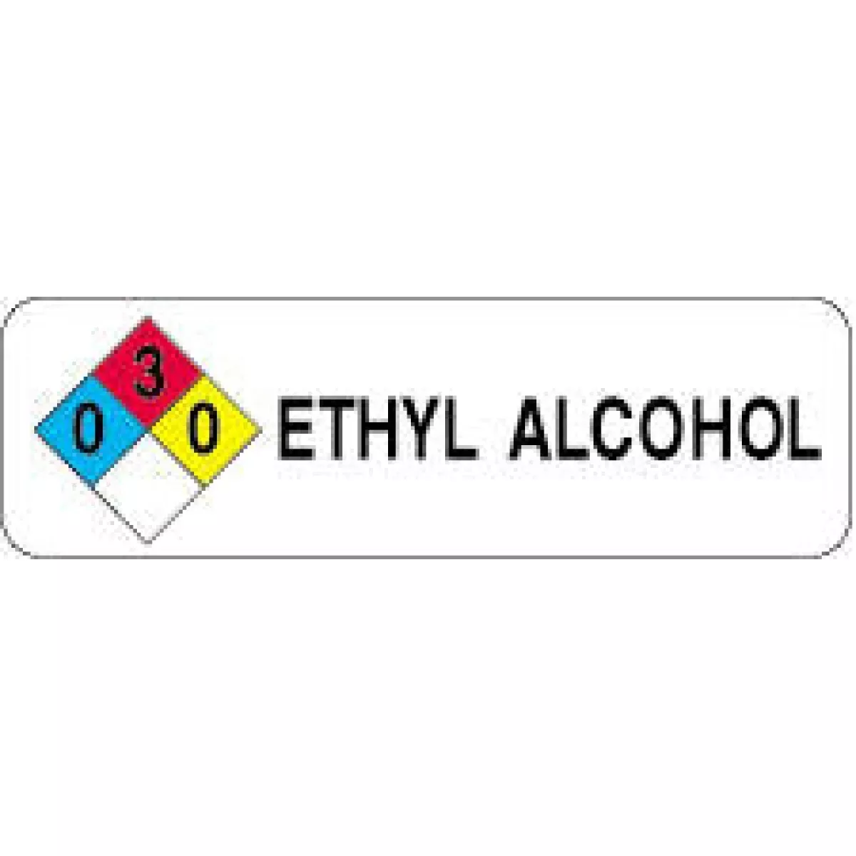 Hazard Label (Paper, Permanent) 3 0 0 Ethyl Alcohol 2 7/8" X 7/8" White - 1000 Labels Per Roll